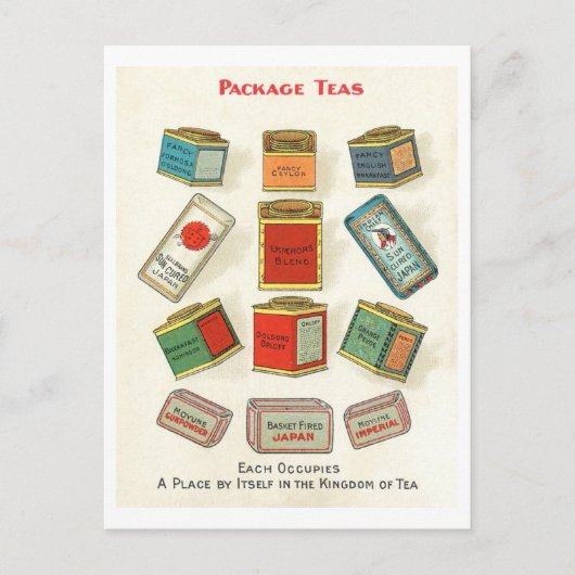 Vintage Werbung für verpackte Tees Postkarte (Vorderseite)
