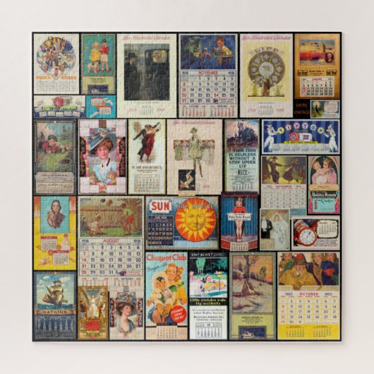 VINTAGE WERBUNG KALENDER COLLAGE, VERPACKT! PUZZLE (Vertikal)