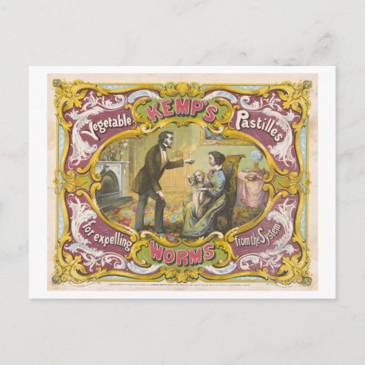 Vintage Werbung: Patentmedizin für Würmer Postkarte (Vorderseite)