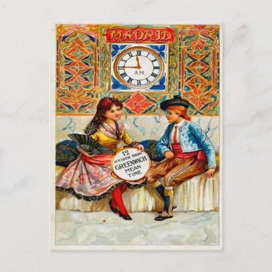 Vintage Werbung, Reiseplakat, Madrid Postkarte (Vorderseite)