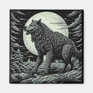 Vintage Werewolf Kunst und Kultur Magnet