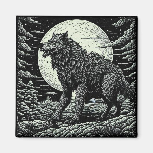 Vintage Werewolf Kunst und Kultur Magnet (Vorne)