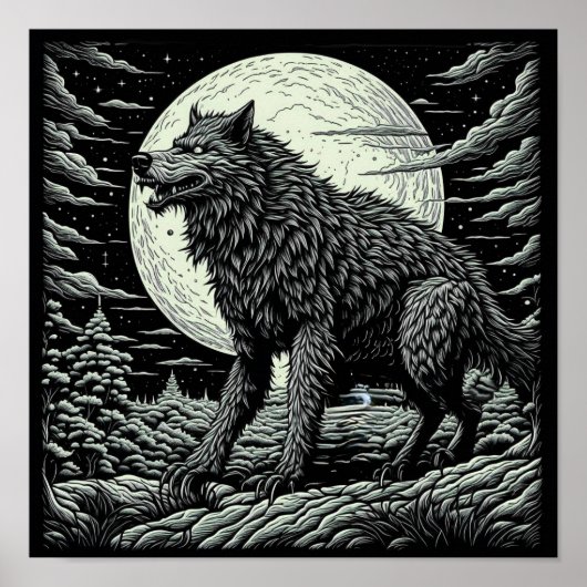 Vintage Werewolf Kunst und Kultur Poster (Vorne)