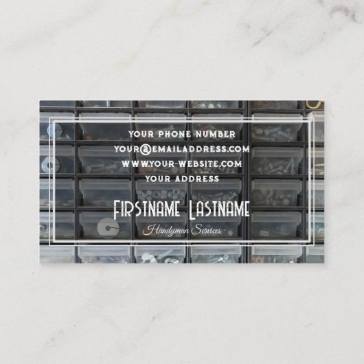 Vintage Werkbank rustikale Werkzeuge Handyservice Visitenkarte (Rückseite)