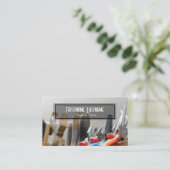 Vintage Werkbank rustikale Werkzeuge Handyservice Visitenkarte (Stehend Vorderseite)