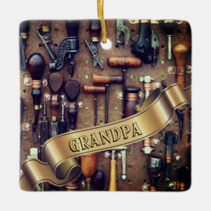Vintage Werkzeuge l Retro Holzarbeiten Weihnachten Keramikornament