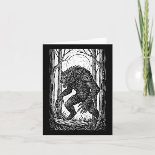Vintage-Werwolf-Illustration Halloween-Horror Karte