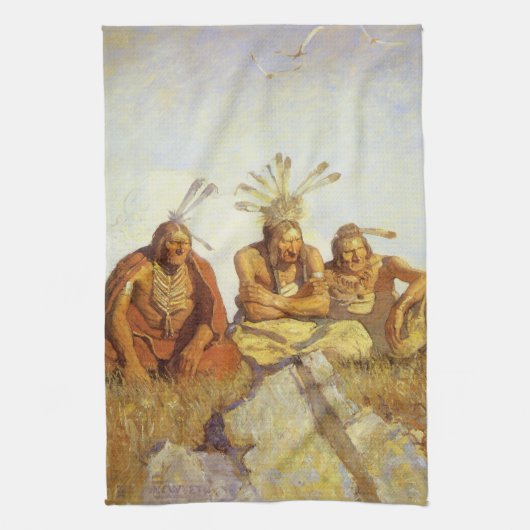 Vintage West, Guardians War or Peace von NC Wyeth Geschirrtuch (Vertikal)