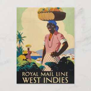 Vintage West Indies Reise-Postkarte Postkarte