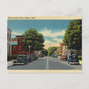 Vintage West Lincoln Way, Lisbon, Ohio Postkarte