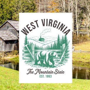 Vintage West Virginia The Mountain State Bär Postkarte