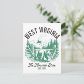 Vintage West Virginia The Mountain State Bear Postkarte (Stehend Vorderseite)