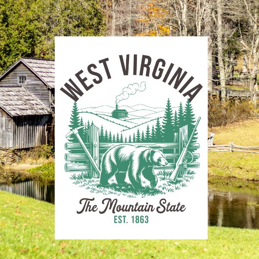 Vintage West Virginia The Mountain State Bear Postkarte
