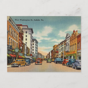 Vintage West Washington St., Suffolk, Virginia Postkarte