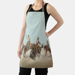 Vintage Western 4 Cowboys auf buckelnden Pferden Schürze
