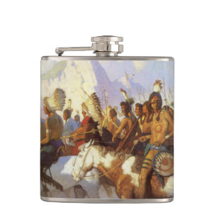 Vintage Western Art, Indianerkriegspartei von NC W Flachmann