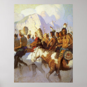 Vintage Western Art, Indianerkriegspartei von NC W Poster