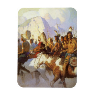 Vintage Western Art, Indianische Kriegspartei von Magnet