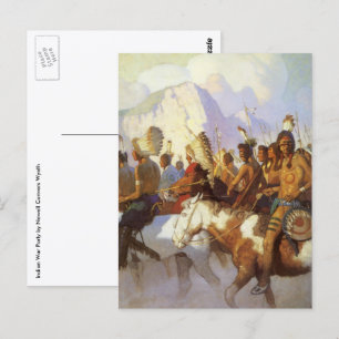 Vintage Western Art, Indianische Kriegspartei von Postkarte