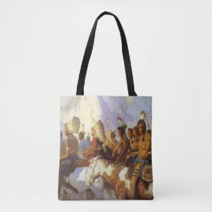Vintage Western Art, Indianische Kriegspartei von Tasche
