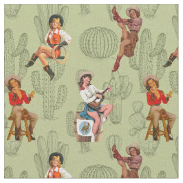 Vintage Western Button-up-Cowgirls in Kakteen Stoff