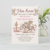 Vintage Western Cowboy Birthday Invitation Einladung (Stehend Vorderseite)