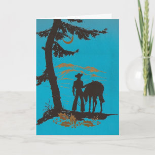 Vintage Western Cowboy Christmas Feiertagskarte