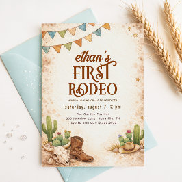 Vintage Western Cowboy Erstes Rodeo 1. Geburtstag Einladung