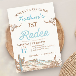 Vintage Western Cowboy Erstes Rodeo 1. Geburtstag  Einladung