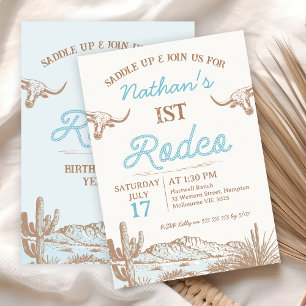 Vintage Western Cowboy Erstes Rodeo 1. Geburtstag Einladung