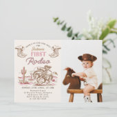 Vintage Western Cowboy First Rodeo Invitation Einladung (Stehend Vorderseite)