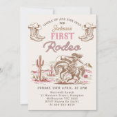 Vintage Western Cowboy First Rodeo Invitation Einladung (Vorderseite)