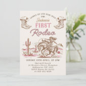 Vintage Western Cowboy First Rodeo Invitation Einladung (Stehend Vorderseite)