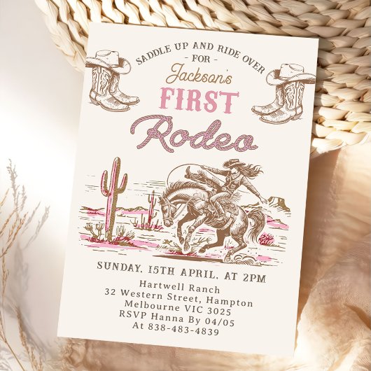 Vintage Western Cowboy First Rodeo Invitation Einladung