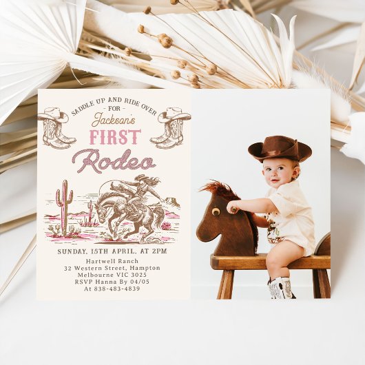 Vintage Western Cowboy First Rodeo Invitation Einladung