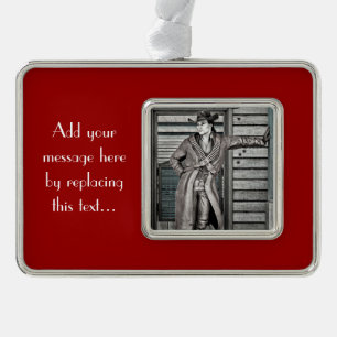 Vintage-Western-Cowboy-Porträtkunst Rahmen-Ornament Silber