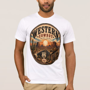 Vintage Western Cowboy Route 66 Wüsten Grafik T-Sh T-Shirt