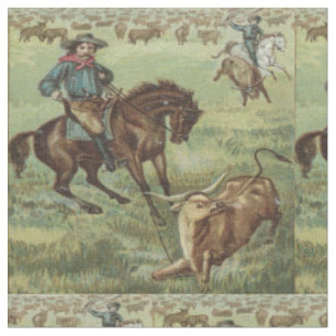 Vintage Western Cowboy Stier-Roping-Stoff Stoff