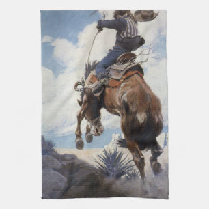 Vintage Western Cowboys, Bucking von NC Wyeth Geschirrtuch
