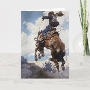 Vintage Western Cowboys, Bucking von NC Wyeth Karte