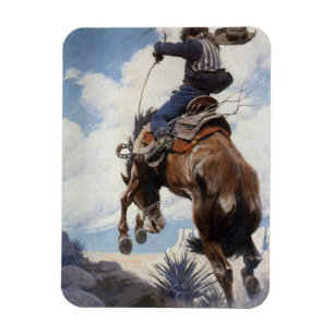 Vintage Western Cowboys, Bucking von NC Wyeth Magnet