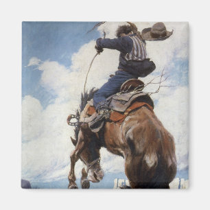 Vintage Western Cowboys, Bucking von NC Wyeth Magnet