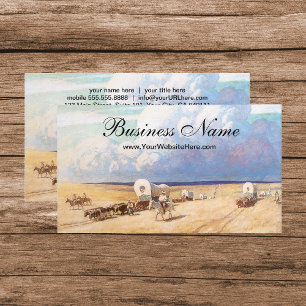 Vintage Western Cowboys, Conestoga Planwagen von W Visitenkarte