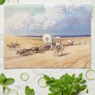 Vintage Western Cowboys, Conestoga-Schoner von Wye Geschirrtuch