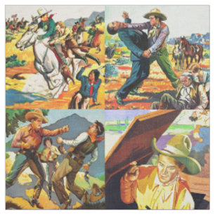 Vintage Western Cowboys Filmplakat-Blöcke #2 9" Stoff