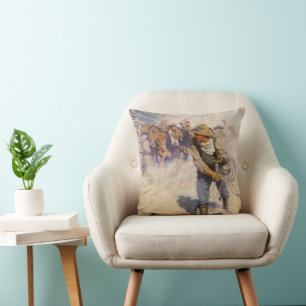 Vintage Western Cowboys, In der Koppel von NC Wyet Kissen