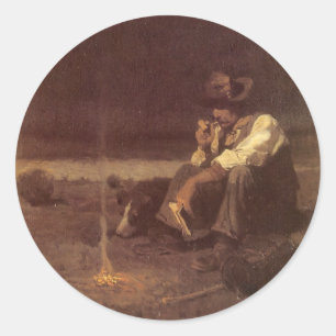 Vintage Western Cowboys, Plains Herder von NC Wyet Runder Aufkleber