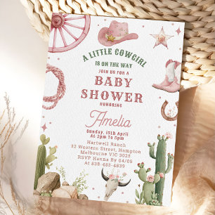 Vintage Western Cowgirl Baby Shower Einladung 