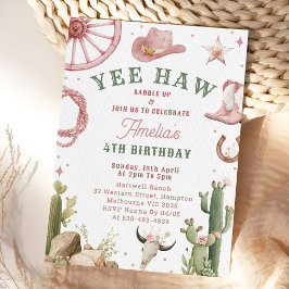 Vintage Western Cowgirl Birthday Invitation Einladung
