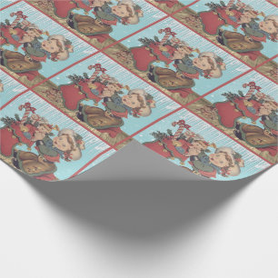Vintage Western Cowgirl Kind und Weihnachtsstrumpf Geschenkpapier